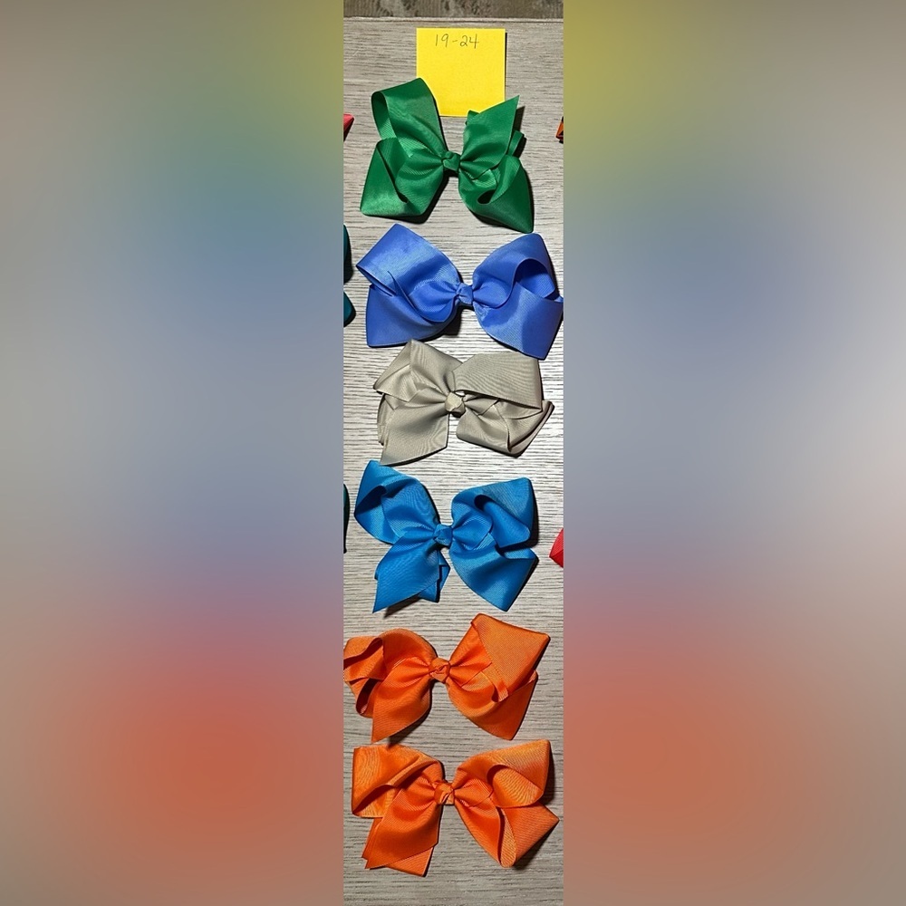 Ruffle Girl. 6” Grosgrain Ribbon Hair Bows #19-24.